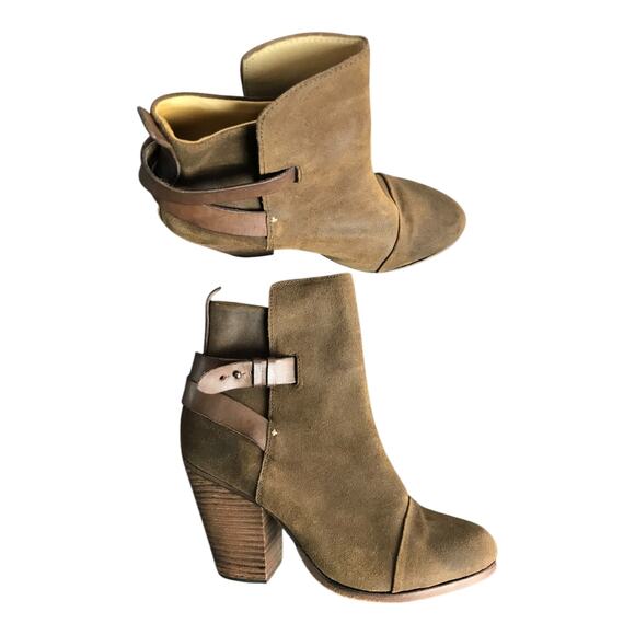 Rag & Bone Kinsey Boots Womens US9 EU39 Mustard Brown Leather Suede 3.5" Heels - Picture 6 of 7